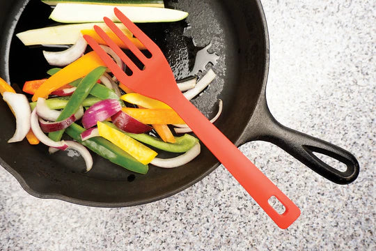 Red 11" Silicone Flexible Fork Mixes Ingredients Mashes Food Whisks Eggs