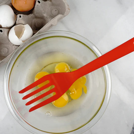 Red 11" Silicone Flexible Fork Mixes Ingredients Mashes Food Whisks Eggs
