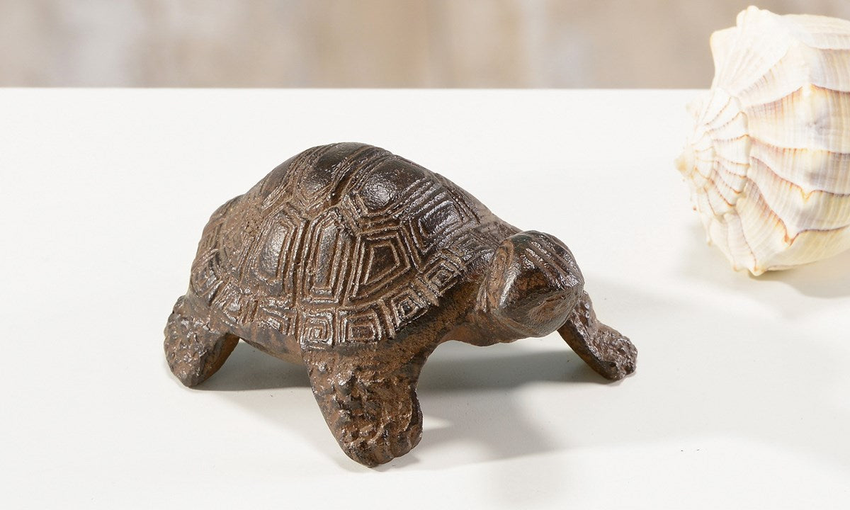 Rustic Cast Iron Turtle Figurine