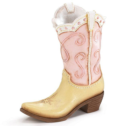 Vase Howdy Cowgirl Pink Resin Boot