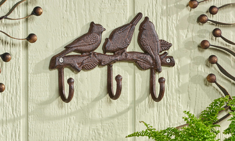 Cast Iron Birds & Branch Design Wall Hook
