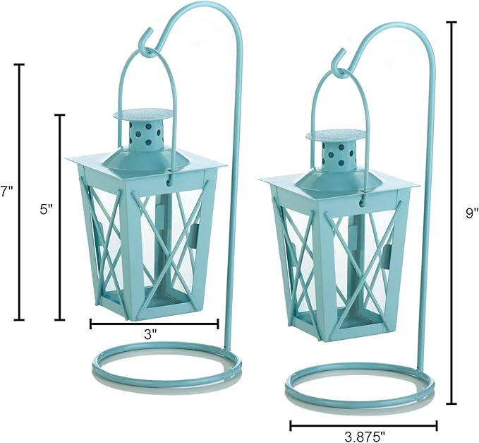 Baby Blue Hanging Railroad Lantern Pair