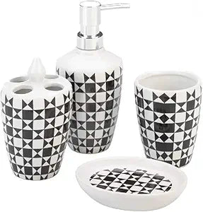 Geometric Pattern Bath Accessory Set