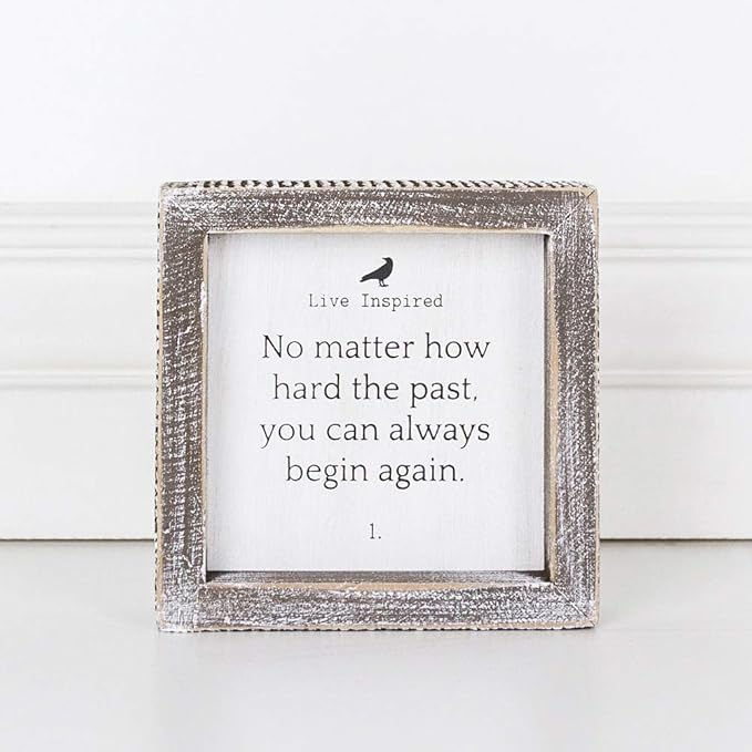 5" X 5" X 1.5" Wood Framed Sign (Live Inspired, No Matter How.), White/Black