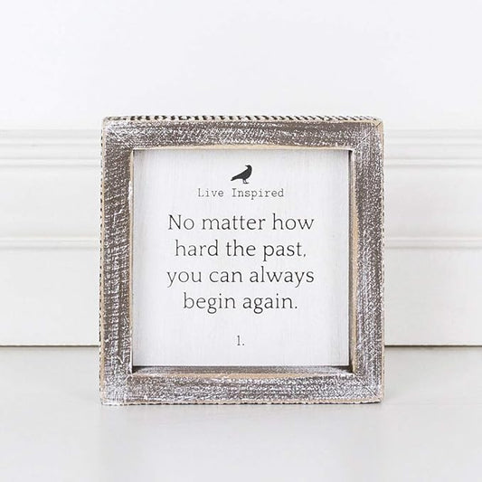 5" X 5" X 1.5" Wood Framed Sign (Live Inspired, No Matter How.), White/Black
