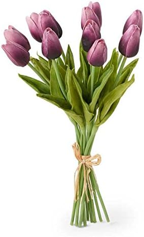 13.5 Inch Purple Real Touch Mini Tulip Bundle (12 Stems)