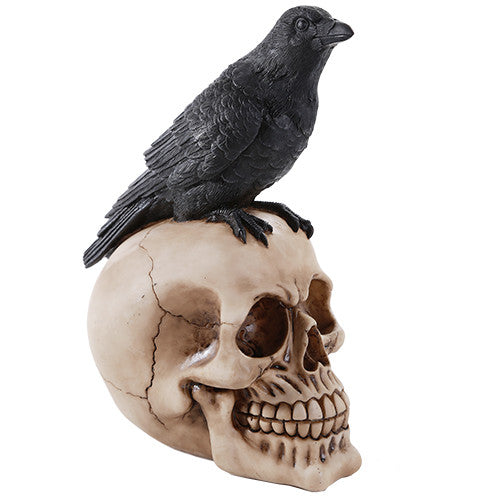 Raven On Skull Figurine