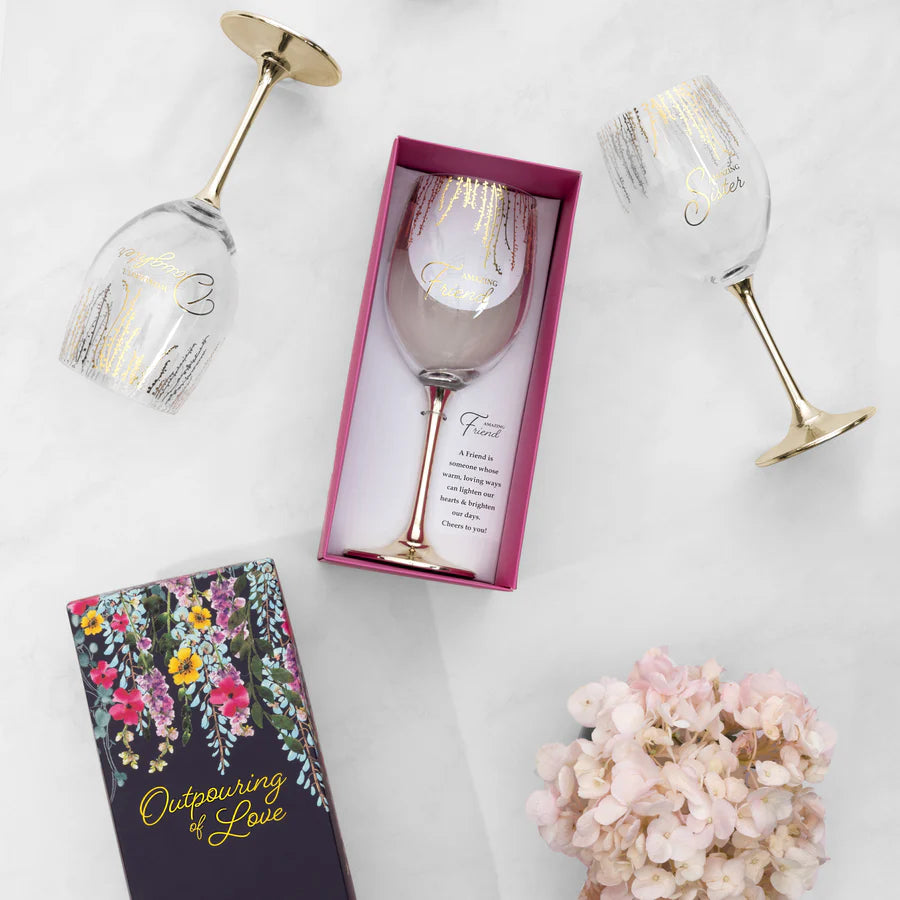 Amazing Sister 19 oz Stemmed Wine Glass Stepsister Sister-In-Law Present From Sibling Brother