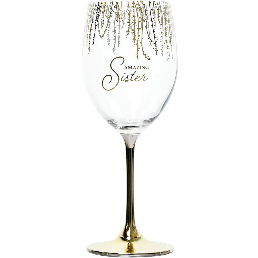 Amazing Sister 19 oz Stemmed Wine Glass Stepsister Sister-In-Law Present From Sibling Brother