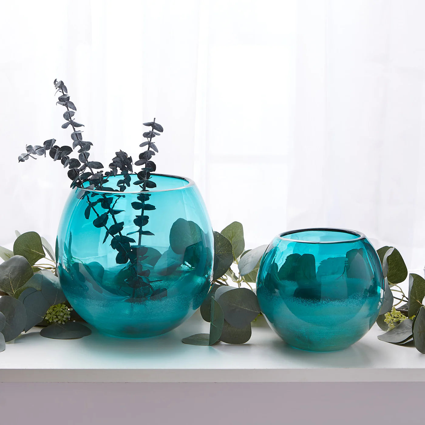 Small Aqua Fish Bowl Vase