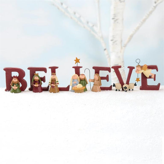 Set of 7 "B-E-L-I-E-V-E" Nativity