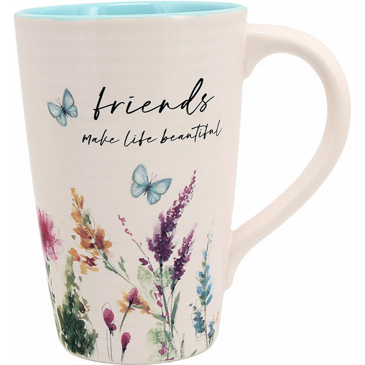 Friends 17 ounce Cup Floral Pattern Coffee Mug Butterfly Coffee Cup