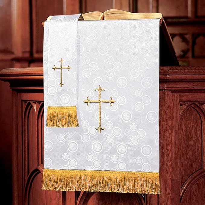 Embroidered with Antique Gold Latin Cross Sanctuary Bible Marker