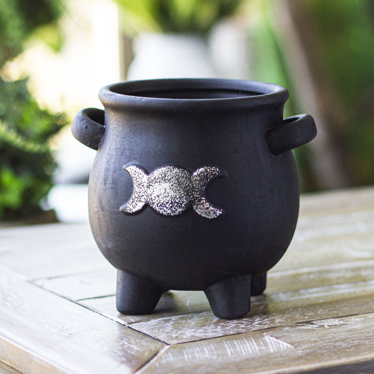 Triple Moon Cauldron Terracotta Planter Pot