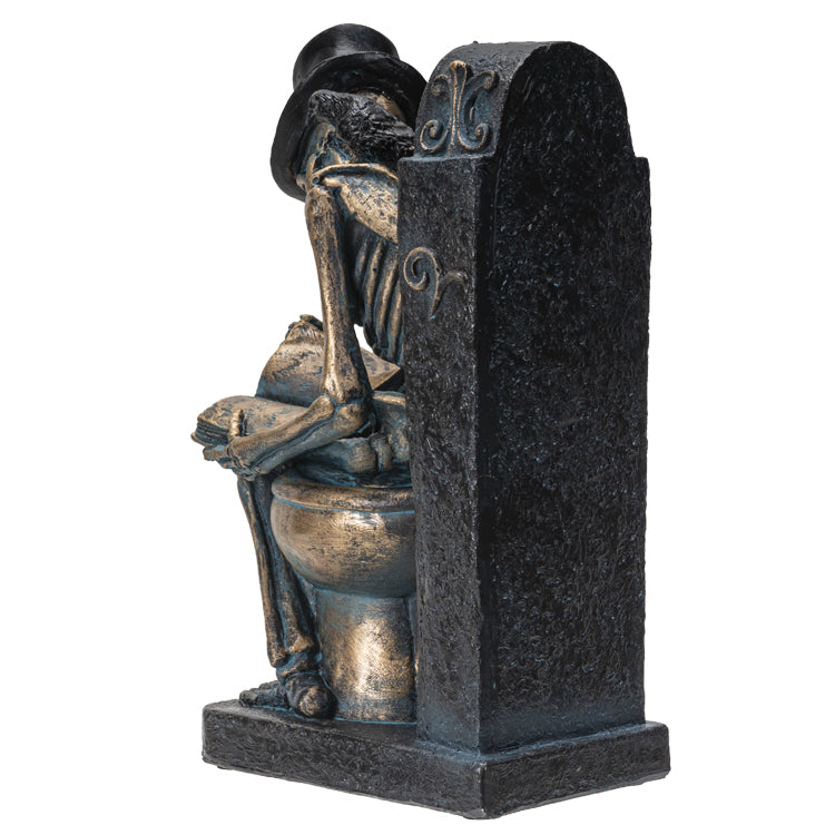 Skeleton Reading on Toilet figurine