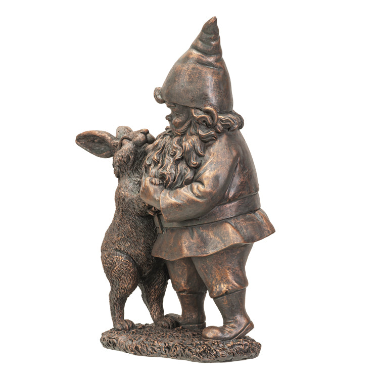 Bronze Gnome With Rabbit