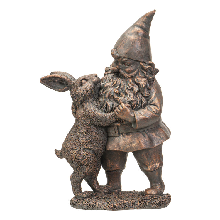 Bronze Gnome With Rabbit