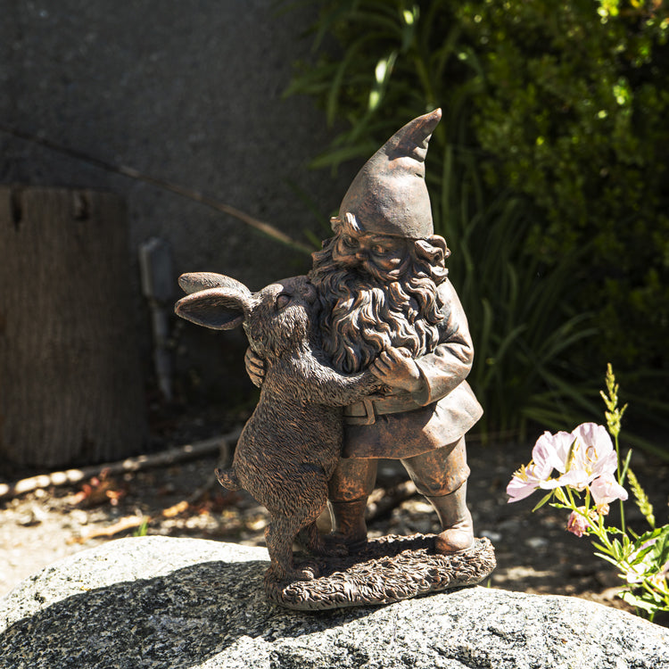 Bronze Gnome With Rabbit