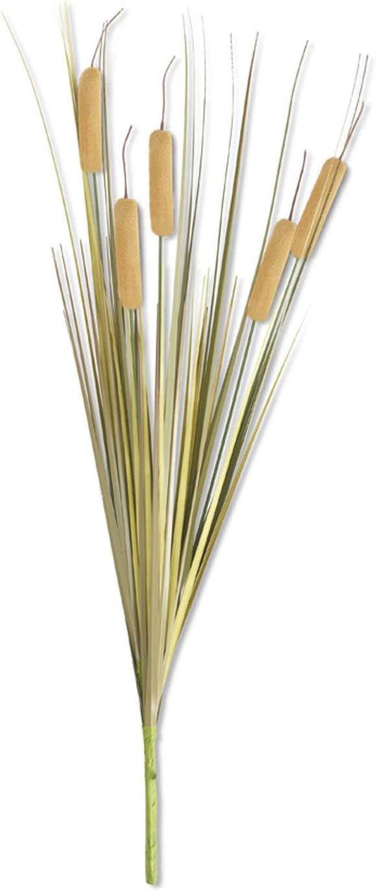 25 Inch Natural 5 Head Cattail Stem