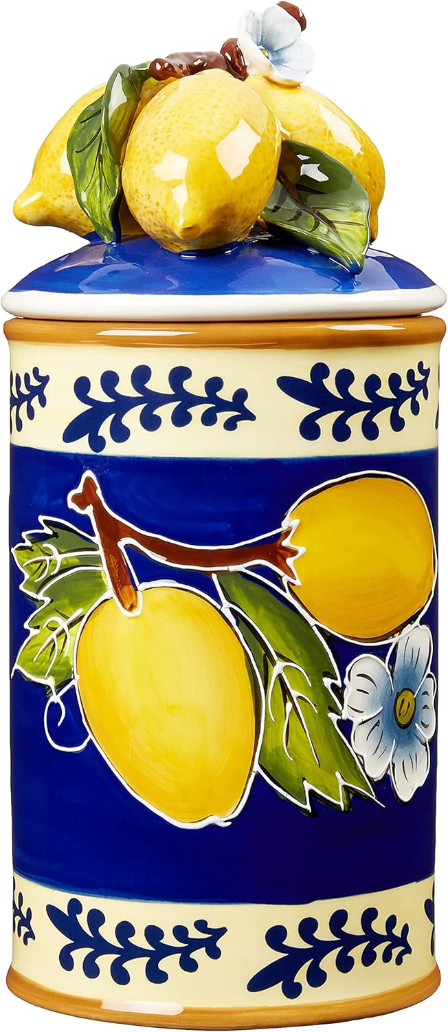 Ceramic Kiln Fired Clay Lemon Canister