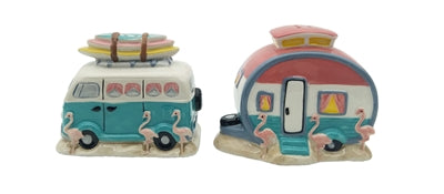 Flamingo Van Camper Salt & Pepper Set