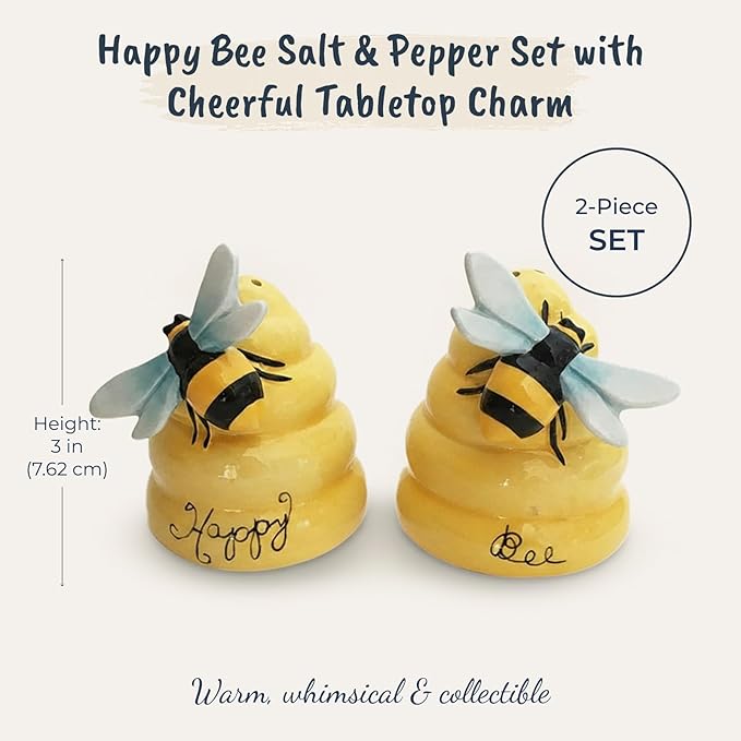 Ceramics Happy Bee Salt & Pepper Set Multicolor