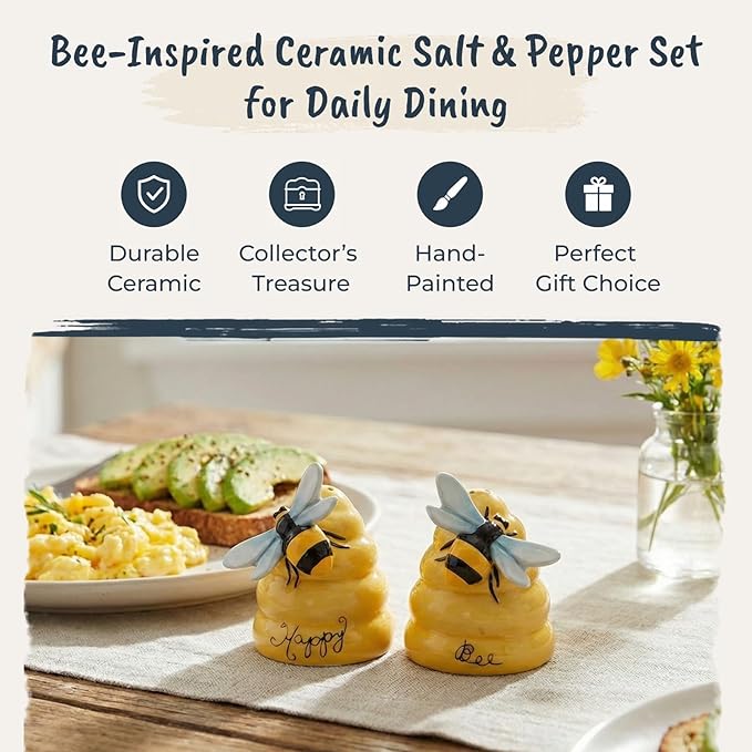Ceramics Happy Bee Salt & Pepper Set Multicolor