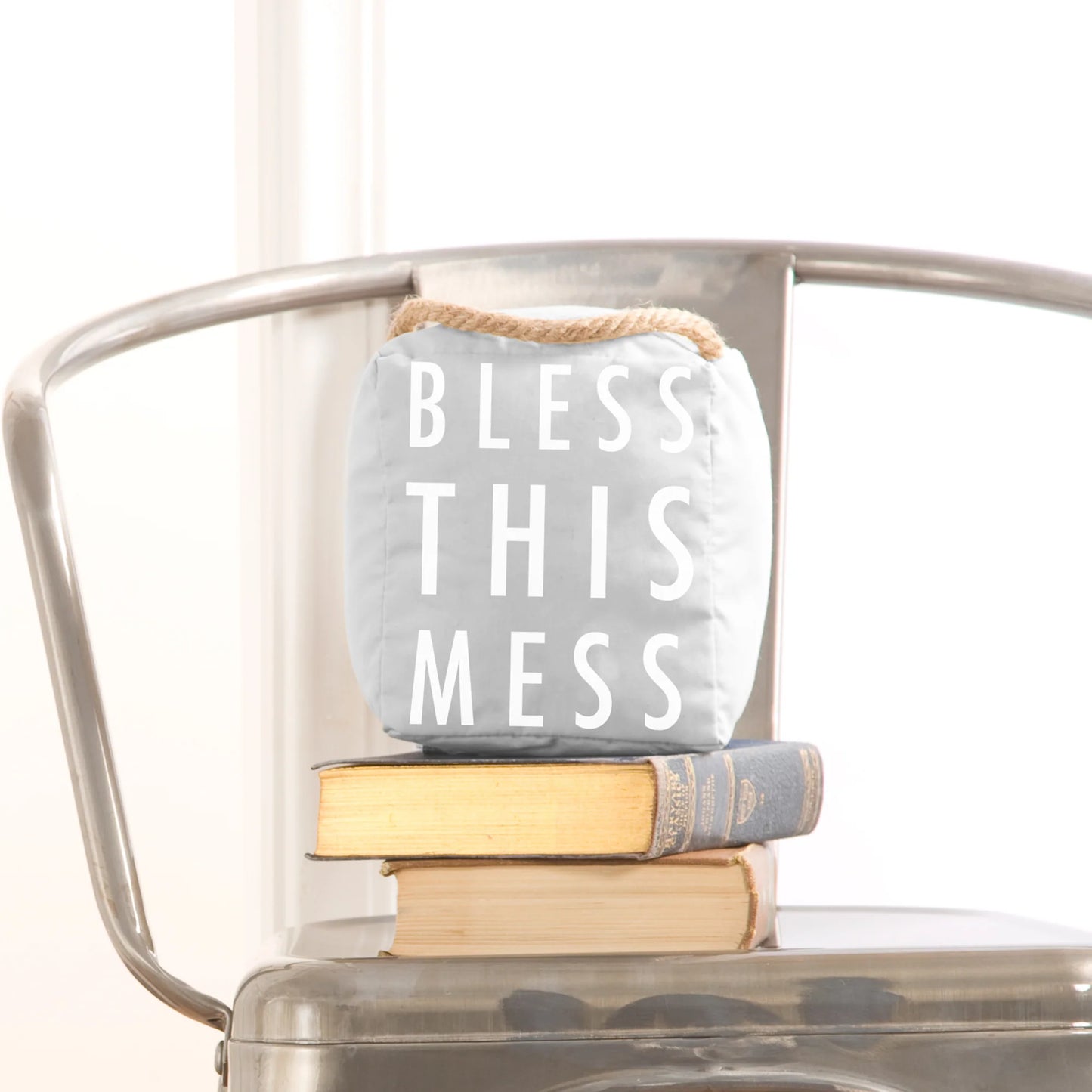 Bless this Mess - 5" x 6" Gray Door Stopper