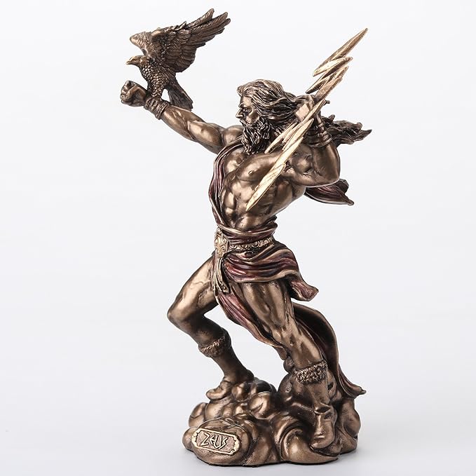 Zeus Greek God Of The Sky Holding Thunderbolt With Eagle