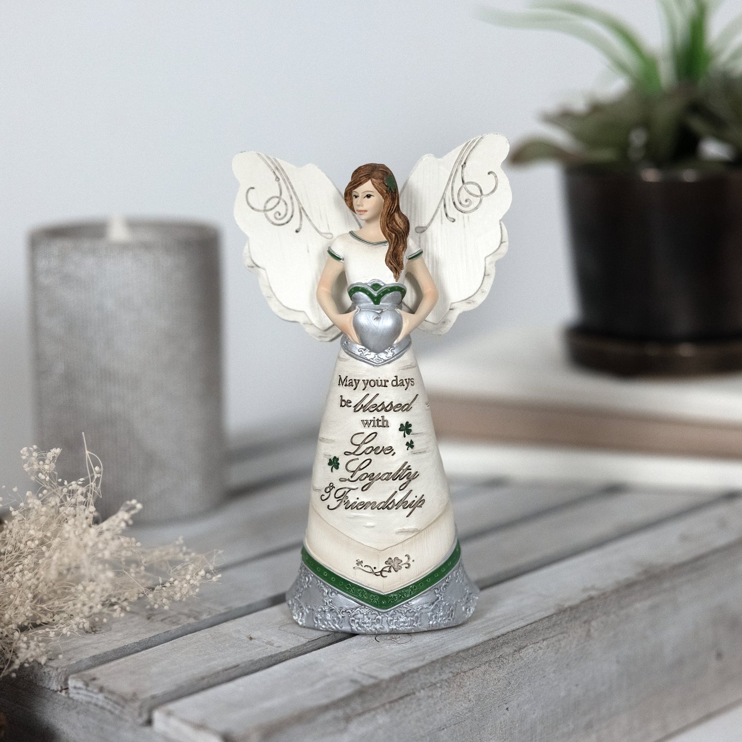 Irish Blessing 6.5" Angel with Claddagh