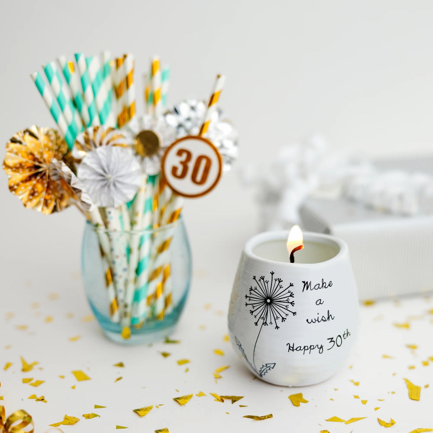 Happy 30th 8 oz - 100% Soy Wax Candle Scent: Serenity