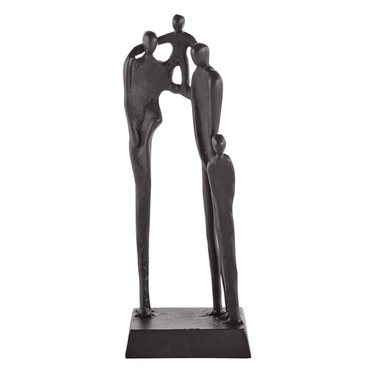 Brown Cast Iron Abstract Family of Four Together Sculpture - Tabletop Figurine For Desks, Accent Tables, or Shelves