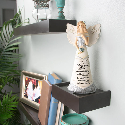 Love You Mom 7.5" Angel Holding Flowers