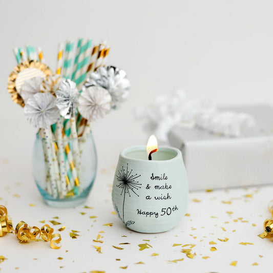 Happy 50th - 8 oz - 100% Soy Wax Candle Scent: Serenity