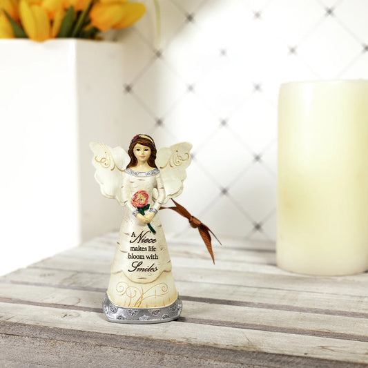 Niece 4.5" Angel Holding Flower Ornament