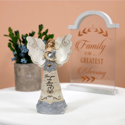 Love You 6" Angel Holding Moon