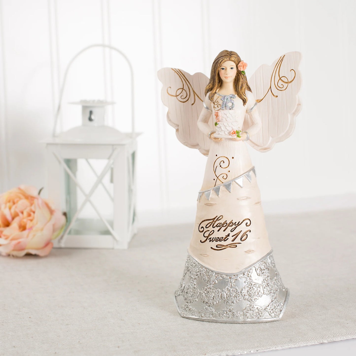 Sweet 16 6" Angel Holding Cake