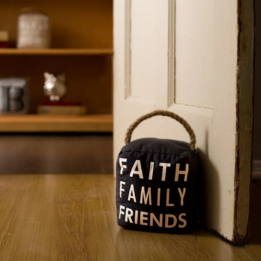 Faith Family Friends 5" x 6" Dark Gray Door Stopper