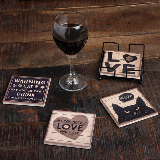 All You Need Is Love And A Cat Coaster Set