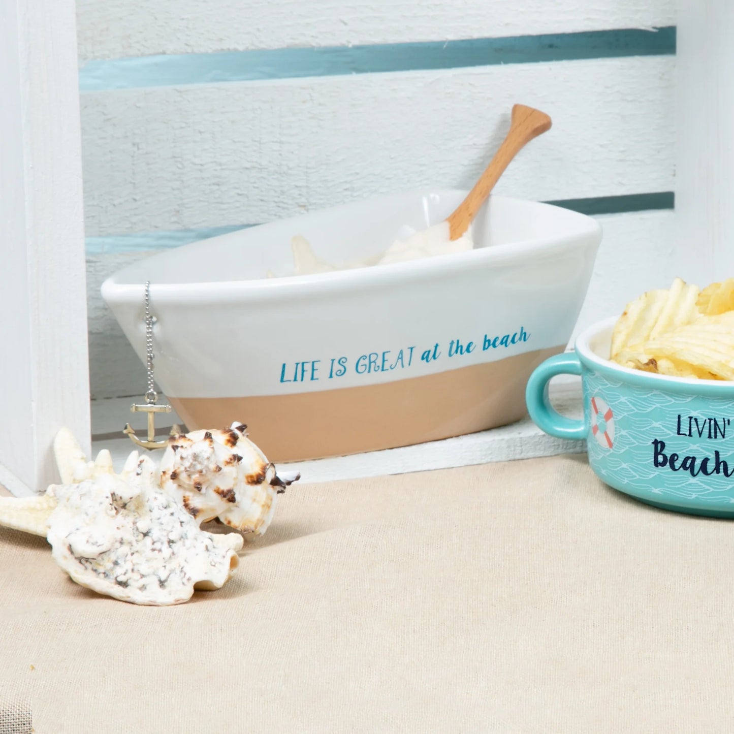 At the Beach 7" Boat Serving Dish with Oar