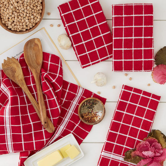 Red Check Windowpane Dishtowel