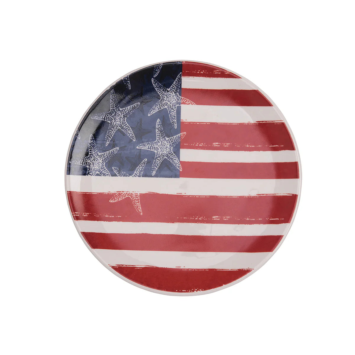 American Flag Stars Dining Plate Whale Starfish