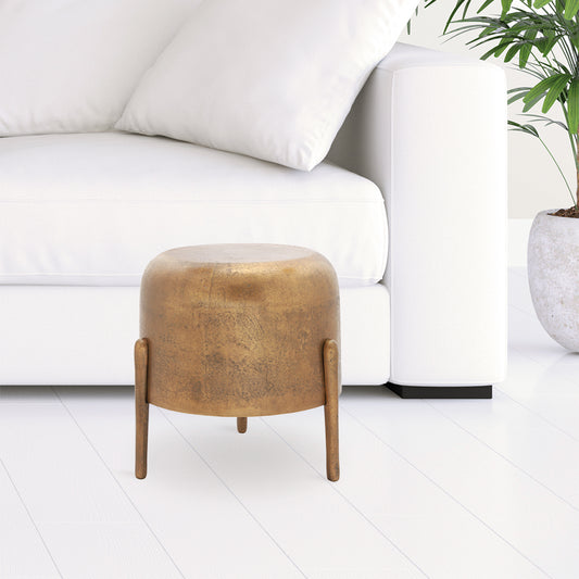 Brass Finish Three Legged Side Table