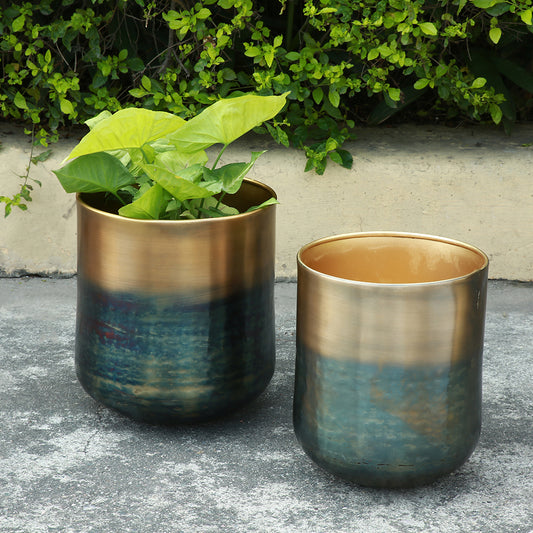 Burnt Brass Finish Planter Holder Set of 2