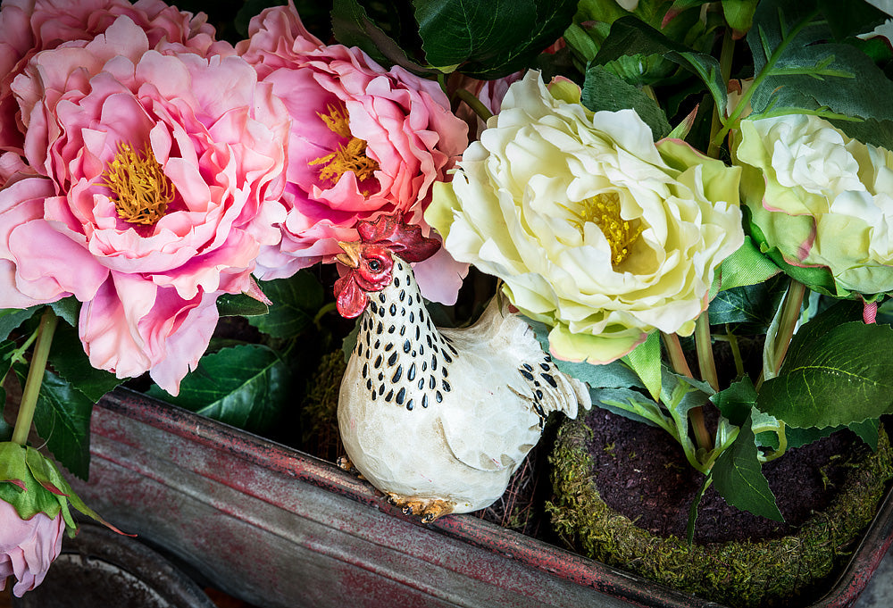 Sitting Rooster & Hen
