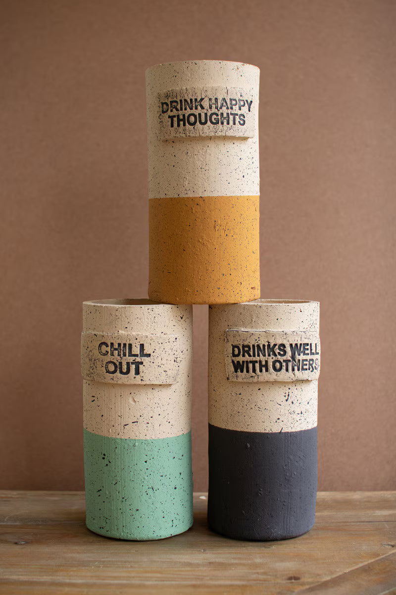 Set of 3 Dipped Terracotta Wine Coolers