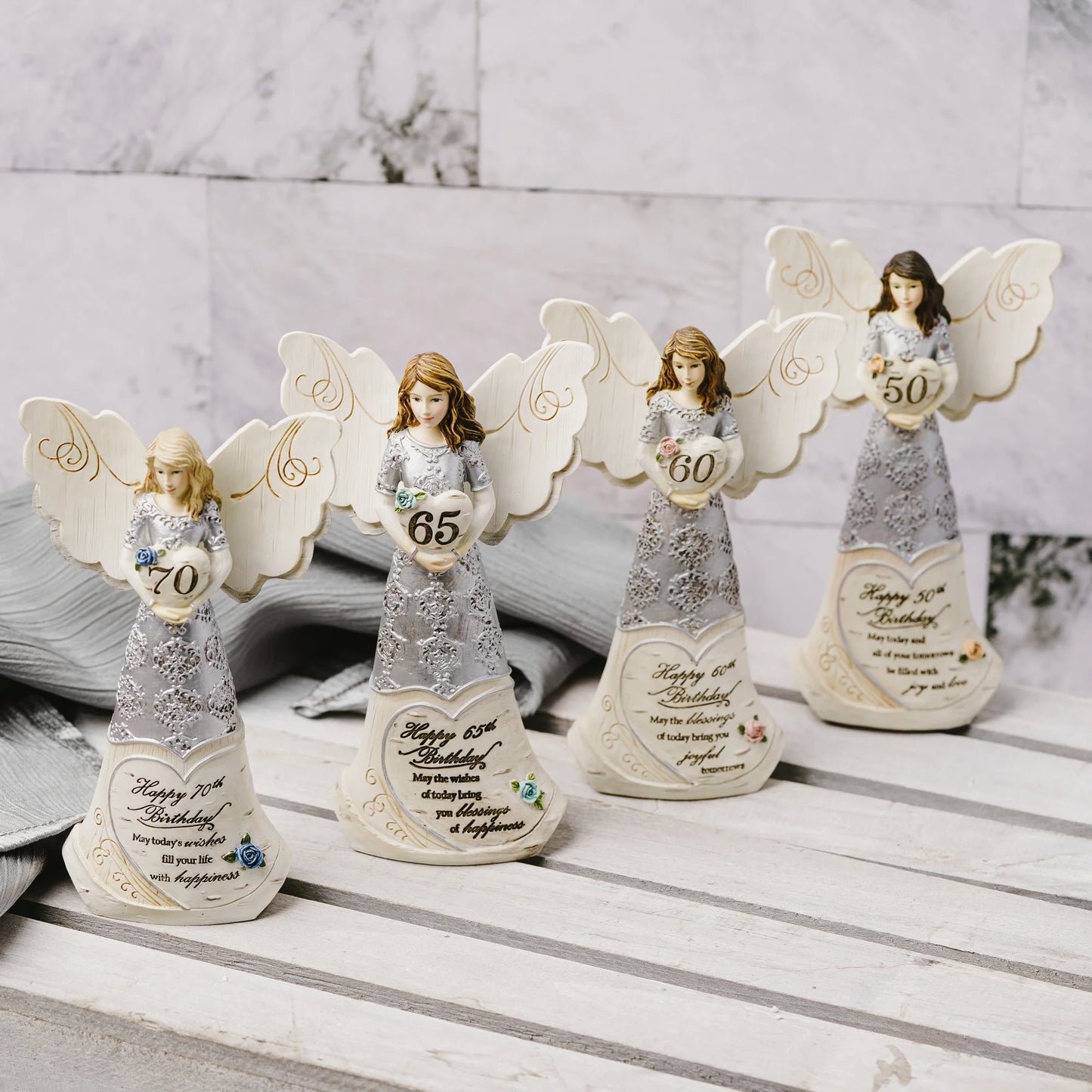 50th Birthday 6" Angel Holding 50th Heart
