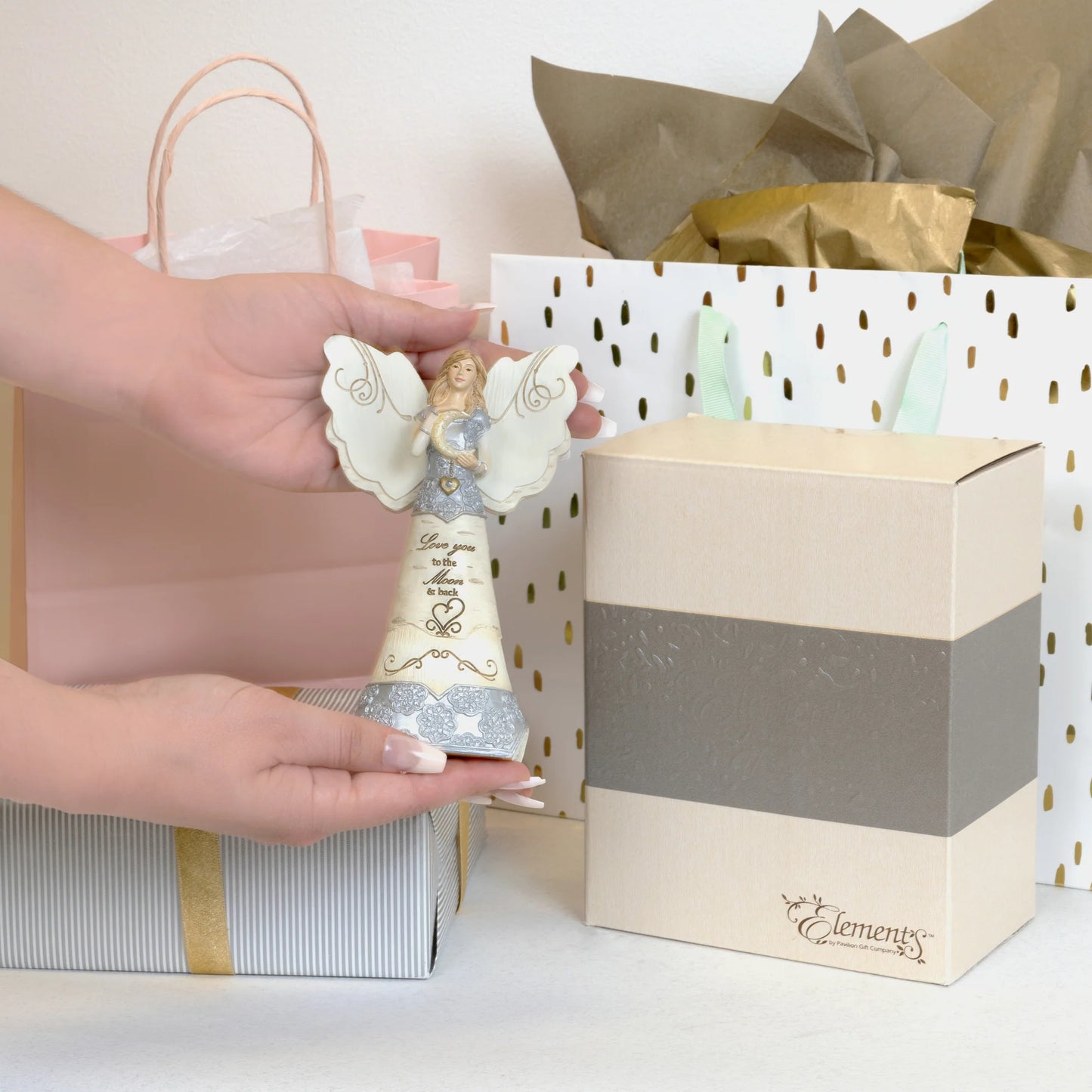 Love You 6" Angel Holding Moon