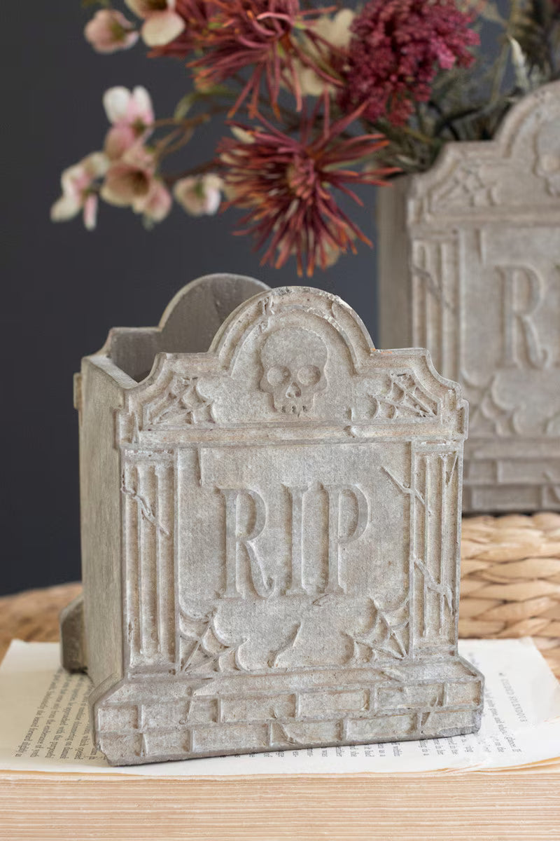 Set of 2 Halloween Cement Rip Vases