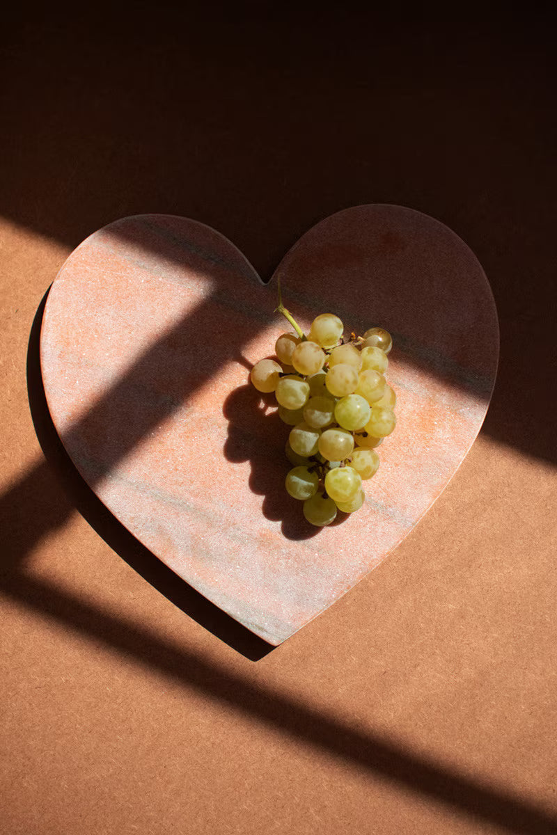 Pink Marble Heart Cheese Board
